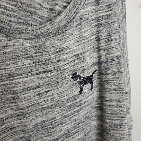 PINK Victoria's Secret Bling Sequin Grey Tank Top Logo Women's Size Medium - Picture 8 of 12